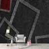 Wallpapers Milofi Custom grote muurschildering Wallpaper 3D Persoonlijkheid Zwart en wit rood vierkante stereo -achtergrond