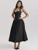 Lässige Kleider Mozision Elegant Rückenless Midi Kleid für Frauen Mode tiefe N-Neck-Halfterhälfte A-Line Loose Club Party Long 2024