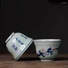 Filiżanki spodki Jingdezhen vintage Joy na gałęzi ręcznie malowany brzoskwini Blossom herbata ceramiczna miska chawan mistrz