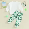 Kledingsets Puhhapiey Baby Girl St Patrick S Day Outfit Luckey Ruffle Crewneck Sweatshirts Green Pants Hoofdband Clover Set