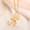 Necklaces Custom Initial Letter Necklace with Crown Pattern Corrosion for Women Necklaces Gold Stainless Steel Pendant Best Jewelry 2022