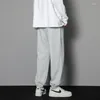 Men's Pants Casual Fashion Knit Jogging Basketball Sweatpants Loose Gray Drawstring Street Clothes Large Size Men