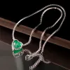 Colliers Ffgem Sterling Silver 925 Tennie Collier Choker Simple Heart Gemstone Emerald Diamond White Gold Women Fine bijoux Party Gift