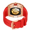 44 Fashion Square Diamond Nuova Orona/Onola Live Hollow Automatico Orologio meccanico Silicone Magone impermeabile