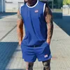 Testes masculinos 2024 American Sports Style Basketball Ternos de 2 peças para homens com decote em V para homens com calças casuais