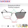 Sunglasses Sun Photochromic Bifocals Reading Glasses Magnifier for Women Men Titanium Square Frame Look Near Far Presbyopic Sunglasses