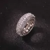 New Style 925 Silver Iced Out Big Size Princess Cut Moissanite Bling Round Ring Hip Hop Men's Jewelry Rings