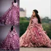 Dresses Fabulous Girls Pageant Dress With 3D Flowers Sparkly Sequin Beads Long Sleeves Flower Girl Dresses Fluffy Applique Ball Gown Birth