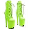 Chaussures de danse Laijianjinxia 20cm / 8 pouces Green Pu Upper High Heel plate-forme Pole Botte