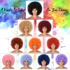 Peruker kort afro kinky lockiga peruker för svarta kvinnor syntetiska afrikansk vin röd cosplay peruk naturlig fluffig mjuk hög temperaturfiber