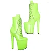 Chaussures de danse Laijianjinxia 20cm / 8 pouces Green Pu Upper High Heel plate-forme Pole Botte