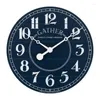 Horloges murales Blue Analog Round Farmhouse Round Farmhouse avec numéros arabes blancs et mouvement de quartz 50721