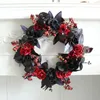 Fleurs décoratives Couronne de porte d'entrée noire et rouge Garland Garland Holiday Gate Decoration Lavande pour à l'intérieur