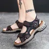 Varumärke Summer Mens Sandals äkta läder Men tofflor Gladiator strand mjuk bekväm utomhus vadning skor 38 240322