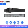 Intercom Vikylin Hik OEM 4K 8ch 8Poe NVR DS7608NIQ1/8P Network Video Recorder för IPC Säkerhetsskyddsövervakningsvideoinspelare