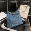 33 cm luxe denim grote capaciteit vrouwen tote tas blauw diamant rooster handtas buiten reizen crossbody schoudertas avondkoppeling riem pochette trend sacoche