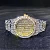 Trendige Männer HipHop Uhren Armband Gold plattiert Full Bling CZ Diamond Stone Quarz Uhren Armbänder für Herren Schmuck Geschenk