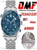 OMF 300m CAL A9900 Automatique Chronograph Mens Watch 44mm Blue Texture Dial Bracelet en acier inoxydable 21030445103001 Super Edit1974599