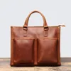 Portafogli vintage vera borsetta in pelle maschile strato superiore vano per valigetta di lavoro leggero di lavoro da donna