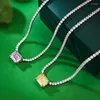 Pendants S925 Silver Necklace Pink Diamond Yellow Rectangular 8 10 High Carbon Jewelry