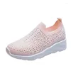 Fitness schoenen sneakers vrouwen vulcaniseer kristal glanzende elastische band sok vrouw comfort casual loafers bling slip op vrouw