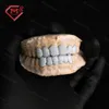 남성 힙합 Grillz 다이아몬드 이빨 6 상위 6 상단 925 슬리버 아이스 아웃 커스텀 Moissanite 그릴