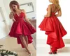 2018 Hilo Red Cocktail Dress Sexig Spaghettistrap Lace Satin Short Front Long Back Prom Dress Billiga formella klänningar Robe de Soiree1012003