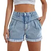 Damenshorts Mode Rolled Saum zerrissene Jeans Frauen Sommer High Taille Streetwear lässig Lose Denim Damen 2024