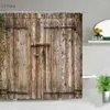 Shower Curtains Rustic Curtain Old Wooden Garage Door American Country Farm Style Cloth Fabric Bathroom Decor Bath Courtain Set Hooks