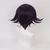 Fornecem festas curtas de anime traje preto misto de cabelos roxos kokichi oma perucas cosplay