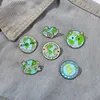 Cute Earth Serise Enamel Pins "Save The Planet" Sign Round Heart Shape Earth Brooches Protect Ecology Environment Accessories