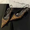 Dress Shoes Stylish Leopard Women Slingback Cutouts Low Heels Pointed Toe Buckle Strap Printed Pumps Drop