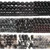 Perles Perles en pierre noire naturelle Obsidienne Lava Labradorite Agates Hématite Loose Perles d'espaceur pour les bijoux Making DIY Bracelets Collier