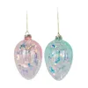 Feestdecoratie Easter Egg Glashangende decoraties met lanyard herbruikbare vakantie -ornamenten roze blauw groen voor thuis