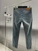 2024 Spring herfst borduurwerkafdruk zipper heren jeans licht gewassen man's lange potloodbroek wcnz038