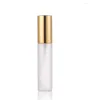 Bouteilles de rangement givrées 6pcs 10 ml Fine Mist Gold Atomizer Verre Bouteille Rempilable Perfume parfum Vide Scent Voyage Party Porable