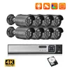 System Gadinan HD CCTV System POE Outdoor Waterproof 8CH 4K 8MP NVR H.265+ Color Night Vision Security Camera Set