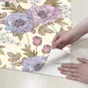 Wallpapers Elegant Purple Floral Wallpaper Yellow Flower Peel And Stick PVC Wall Decor Sticker Cabinet For Living Room