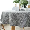 Cotton Linen Nordic Round Tablecloth Colored Stripe Christmas Tree Pattern Cover Washable Table Cloth for Tea 240322