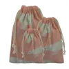 Storage Bags 4pcs Printed Cotton Linen Drawstring 35x45cm Shose Clothes Toy Organizer Cosmetic Bag Lunch Party Gift Pouch