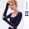 Aktywne koszule AI 2024 Spring Long Rleeve Joga Suit z poduszką klatki piersiowej Fitness Indoor Tip Sports Top dla kobiet