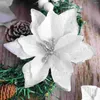 Decorative Flowers 24pcs Christmas Poinsettia Artificial Glitter Wreath Tree Star Of Bethlehem