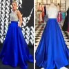 Robes Roys Blue Full Longue Robes de bal Long Ball Robes à paillettes Robes de soirée 2018 Vraie Holiday Image Forme Robes de fête FO