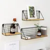 Wooden Iron Wall Shelf Wall Mounted Storage Rack Organization for Kitchen Bedroom Home Decor Kid Room DIY Wall Decoration Holder