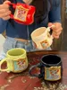 Mugs 330ml Ceramic Coffee Cups Handmade Picture Frame Mug Milk Tea Cup Oatmeal Breakfast Drinkware Kitchen