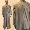 Lange mouw Aman Abaya 1 -stuk Jubba Thobe for Men Kaftan Pakistan Moslim Saoedi -Arabië Djellaba Islam Kleding Gebed Robe Afghan 240328