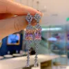 Kolczyki 2022 NOWOŚĆ prostokątne kolczyki z frędzlami Kobiety Szmaragdowy Kryształ Kryształ długi biżuteria