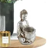 Candlers Buddha Tealight Holder Statue Resin Chandelier Votive Zen Durable pour le salon Backyard Patio Garden
