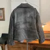 Nouvelle femme printemps veste en cuir authentique chic vintage à revers court à glissière Biker Biker Mash Streetwear Mujer Tops