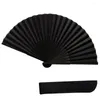 Decorative Figurines 2PCS Large Black Folding Silk Hand Fan Fans Chinese Thickened For Men